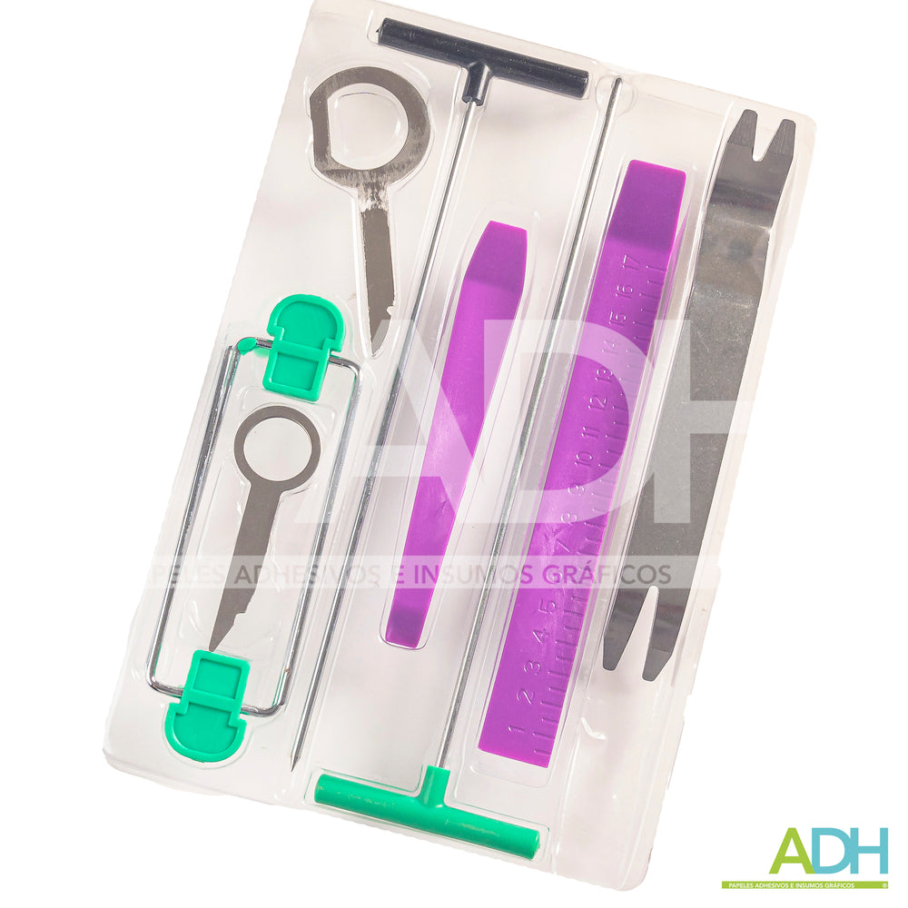 KIT HERRAMIENTAS PALANCAS Y PINZAS EN INSTALACIÓN VINILOS VEHICULARES (WRAP) X 11 PIEZAS ADH
