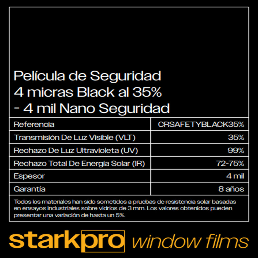 PELICULA DE SEGURIDAD 4 MICRAS STARKPRO BLACK DE 1.52MTS