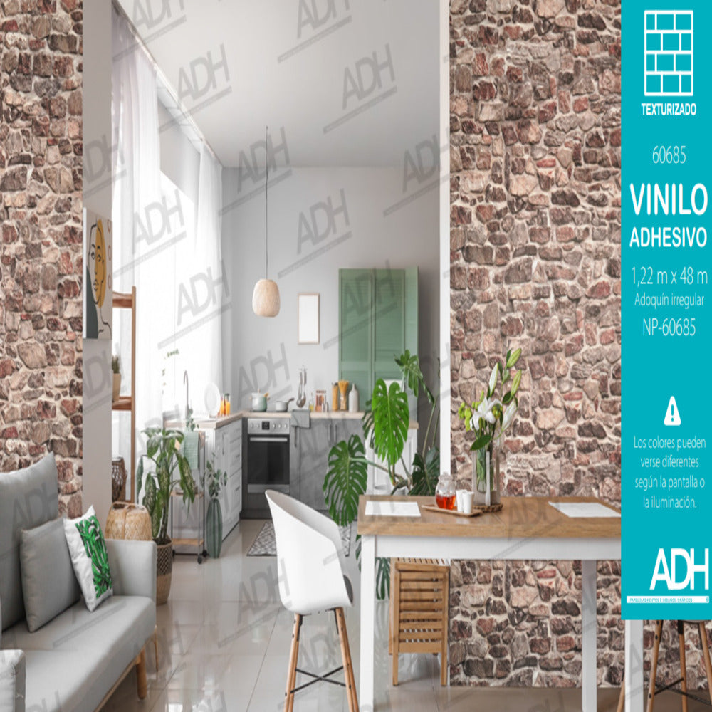 VINILO DE FONDO PIEDRA CAFE BEIGE NP-60685 DE 1.22MTS