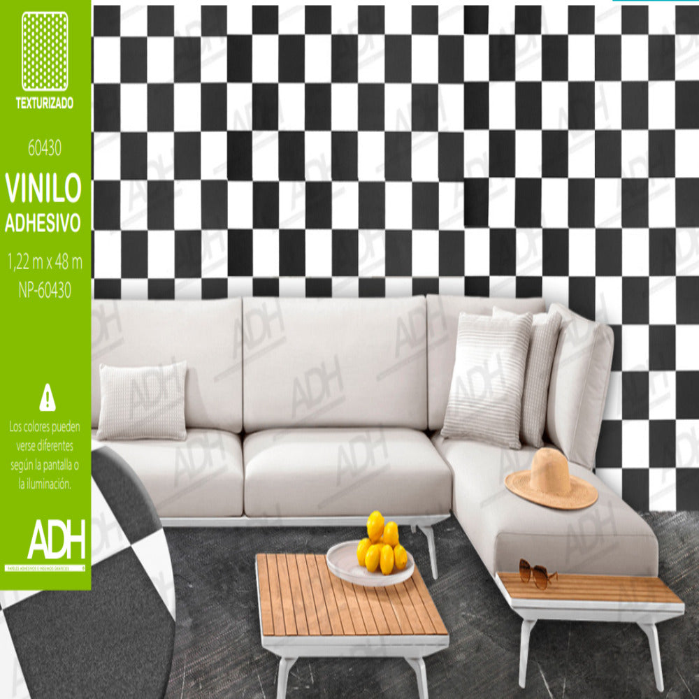 VINILO FONDO AJEDREZ BLANCO Y NEGRO NP-60430