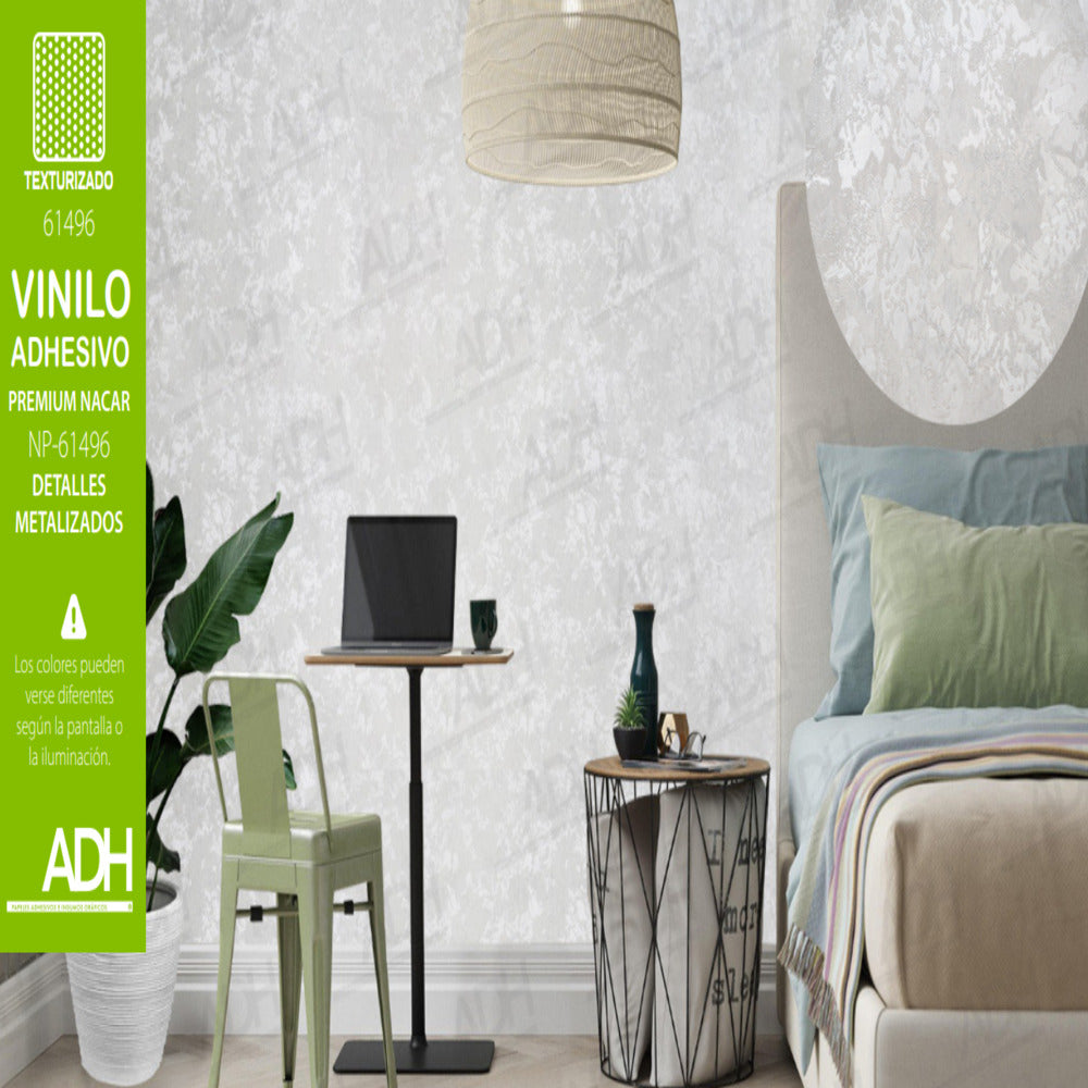 VINILO FONDO BLANCO NACARADO CON TEXTURA NP-61496 DE 1.22MTS