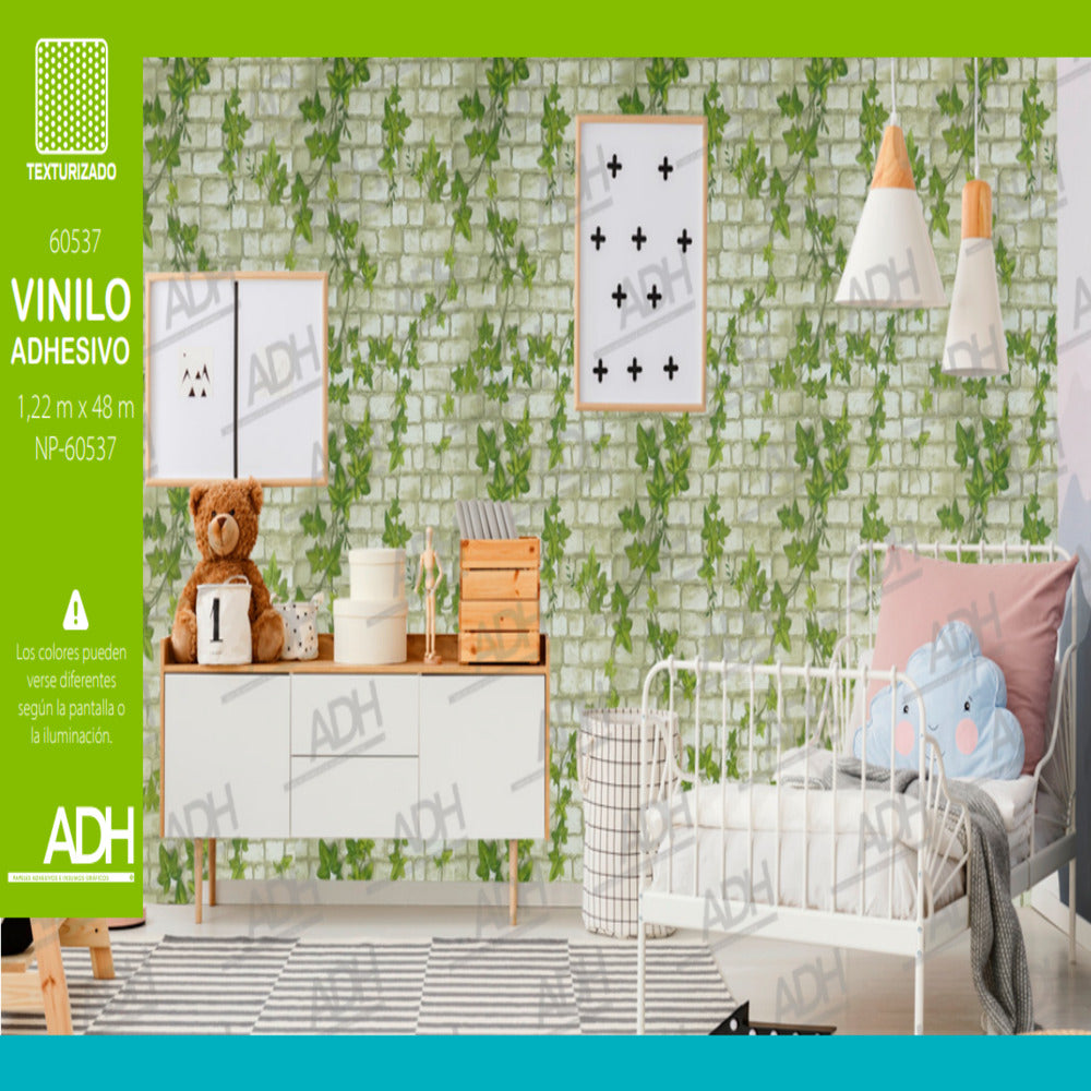 VINILO FONDO ESPARCATO ENREDADERA VERDE NP-60537 DE 1.22MTS