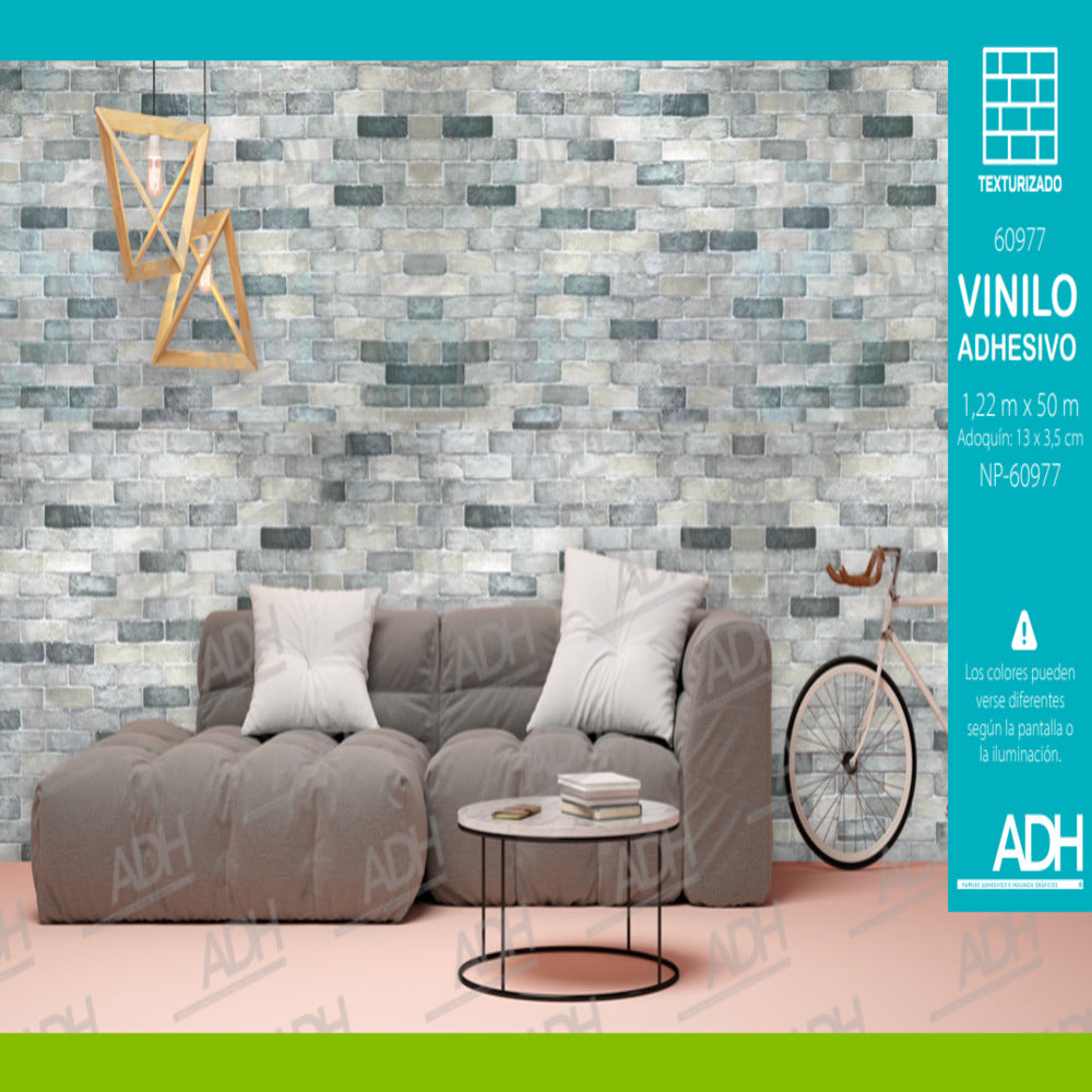 VINILO FONDO LADRILLO MEDIANO BEIGE Y CAFE NP-60977 DE 1.22 MTS