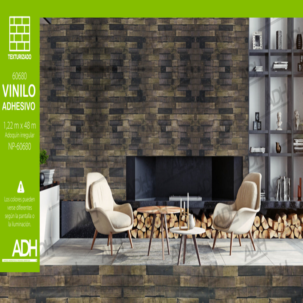 VINILO FONDO LADRILLO OXIDO NP-60680 DE 1.22 MTS