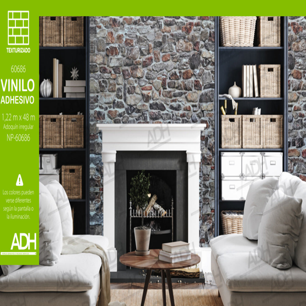 VINILO FONDO LADRILLO Y PIEDRA NP-60686 DE 1.22 MTS