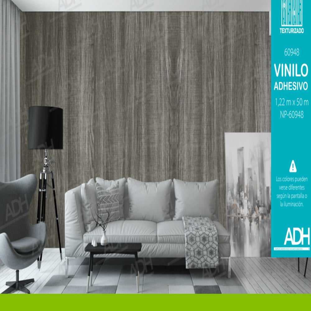 VINILO FONDO MADERA CAFE INTERMEDIO CON LINEAS GRISÁCEA NP-60948 DE 1.22MTS