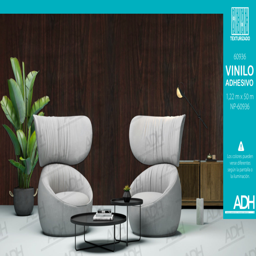 VINILO FONDO MADERA CAFE WENGUE LINEAS BRILLANTES NP-60936 DE 1.22 MTS