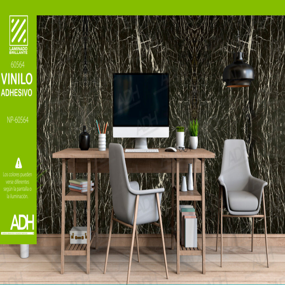 VINILO FONDO MARMOL BETAS NEGRAS NP-60564 DE 1.22MTS