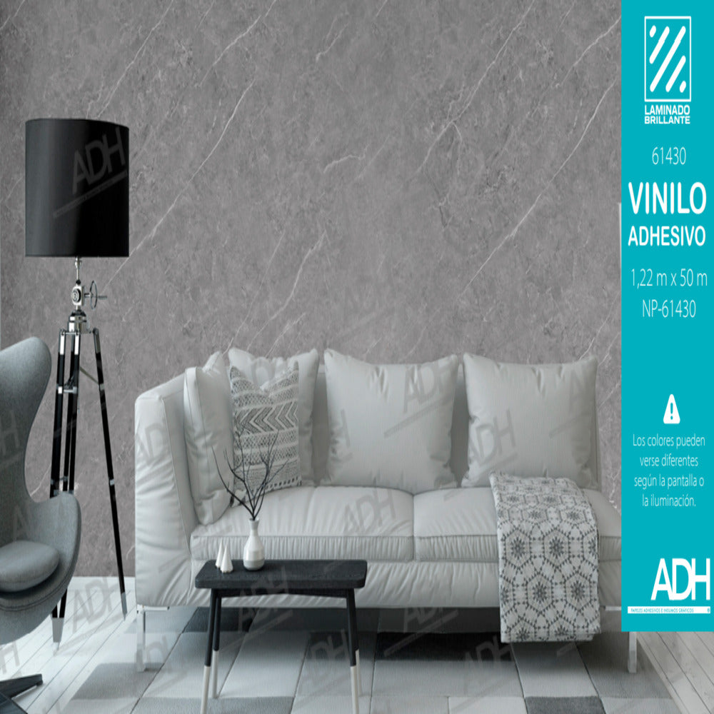 VINILO FONDO MARMOL BLANCO LINEAS GRIS BRILLANTE NP-61430 DE 1.22MTS