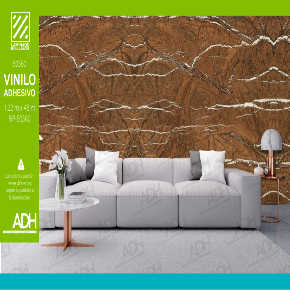 VINILO FONDO MARMOL CAFE LINEA BLANCA DELGADA NP-60560