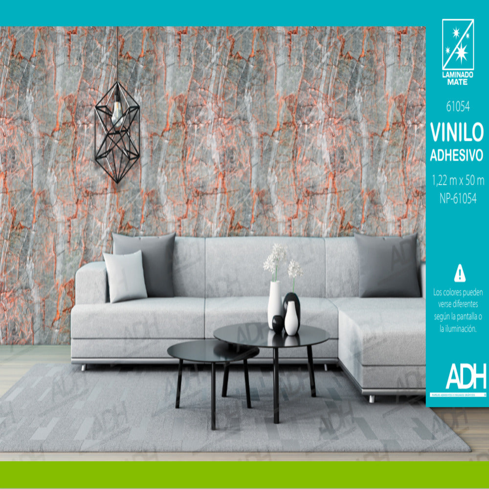 VINILO FONDO MARMOL GRIS ROJIZO NP-61054 DE 1.22MTS