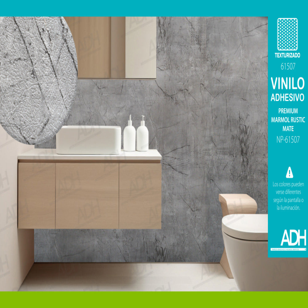 VINILO FONDO MARMOL MATE GRIS Y BLANCO NP-61507 DE 1.22MTS