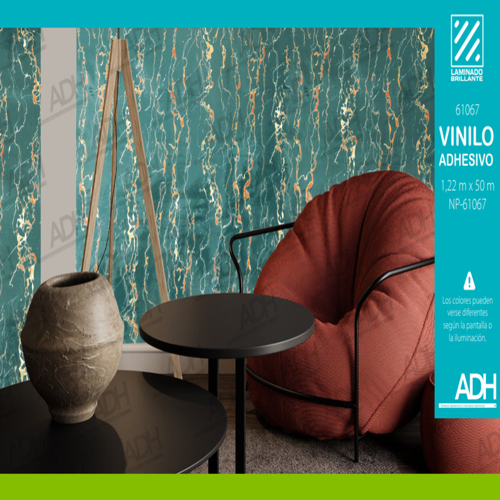 VINILO FONDO MARMOL VERDE NP-61067 DE 1.22MTS