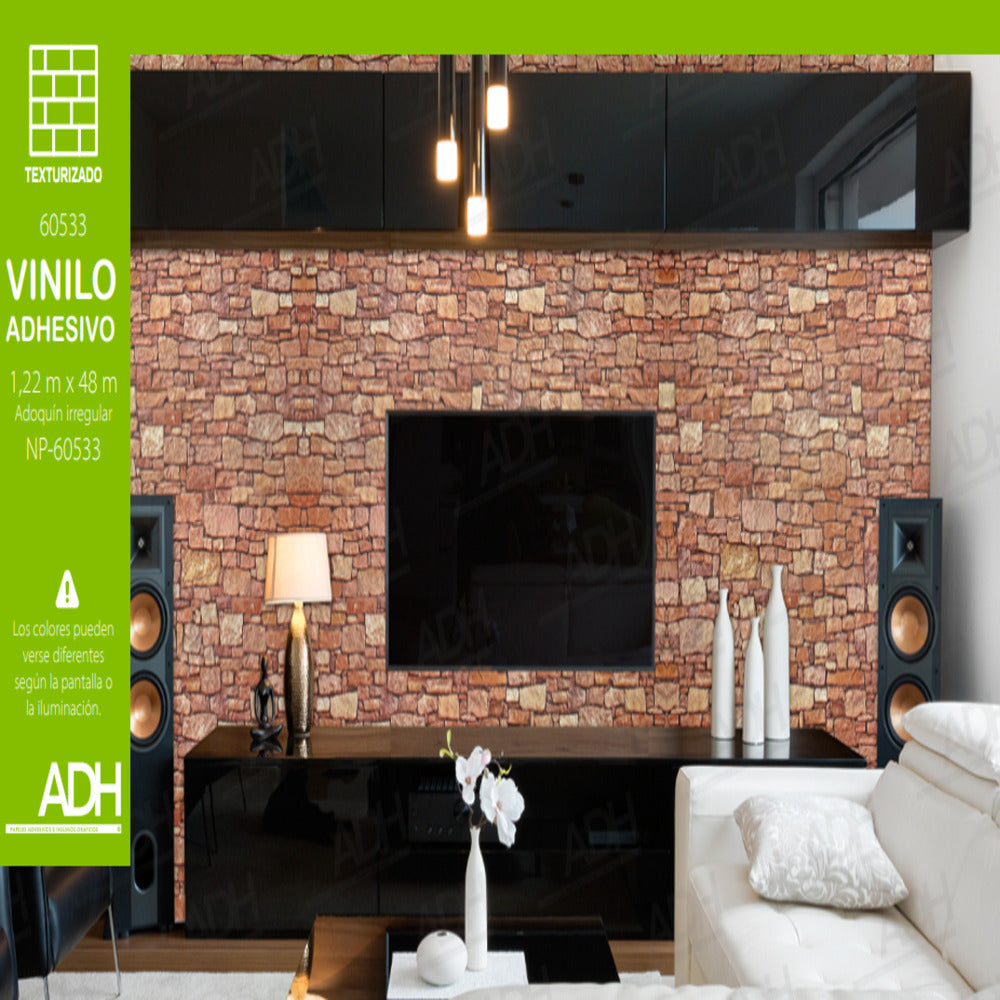 VINILO FONDO PIEDRA RUSTICA BEIGE NP-60533 DE 1.22MTS