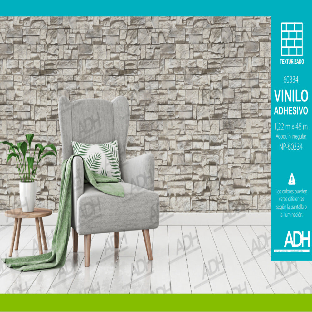 VINILO LADRILLO ESCARPATO BEIGE CON TEXTURA NP-60334 DE 1.22MTS