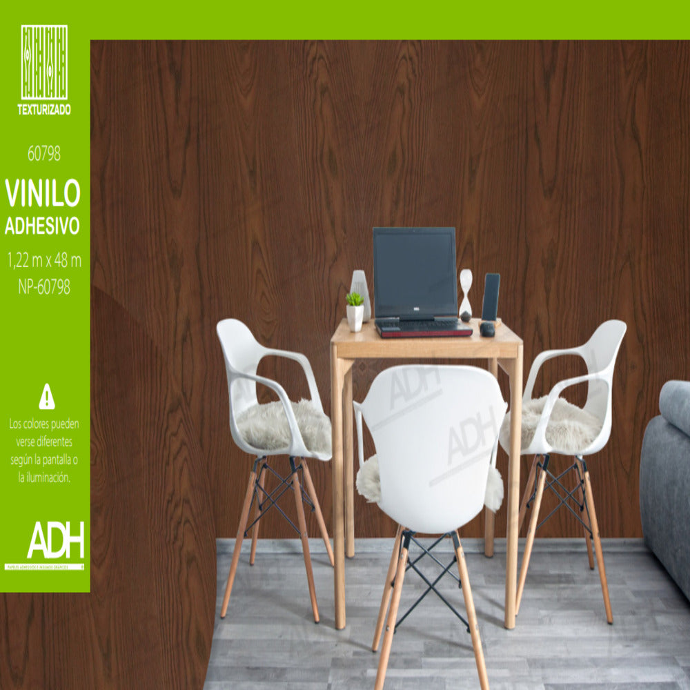 VINILO FONDO MADERA CAFE Y BETAS NEGRAS NP-60798 DE 1.22MTS