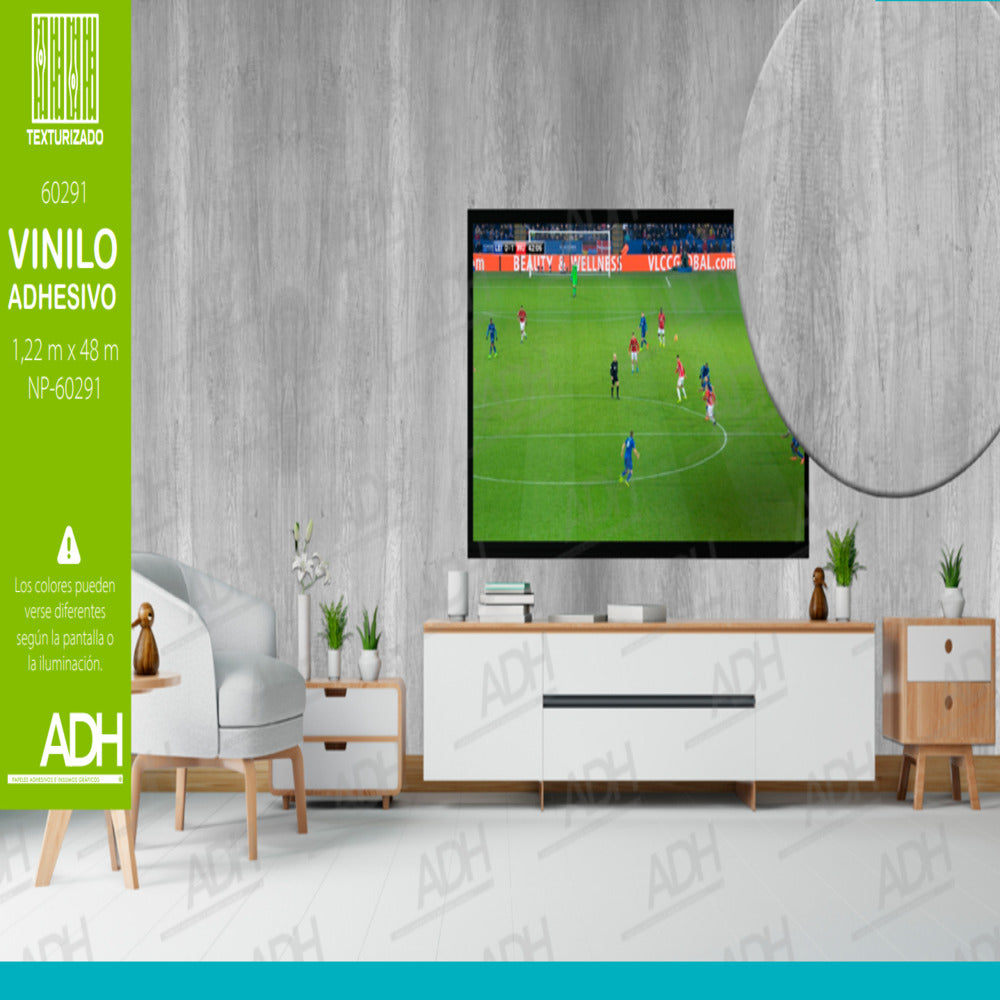 VINILO FONDO MADERA GRIS CLARO CON TEXTURA NP-60291 DE 1.22MTS