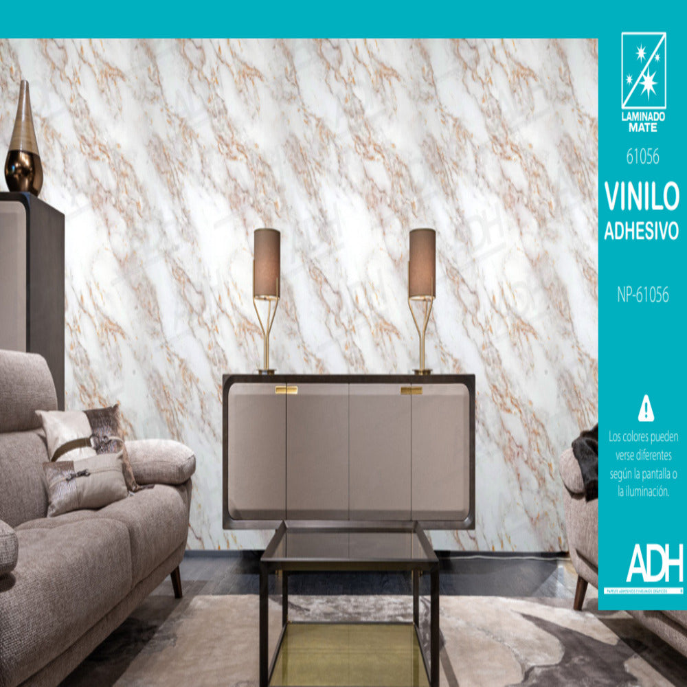 VINILO FONDO MARMOL BEIGE Y BETAS LEVES BEIGES NP-61056 DE 1.22 MTS