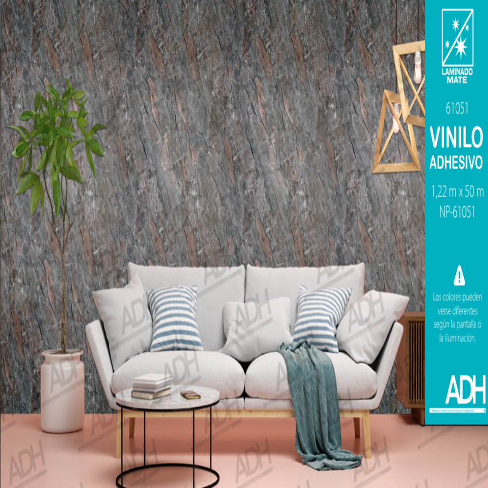 VINILO FONDO MARMOL GRIS OXIDO NP-61051 DE 1.22 MTS