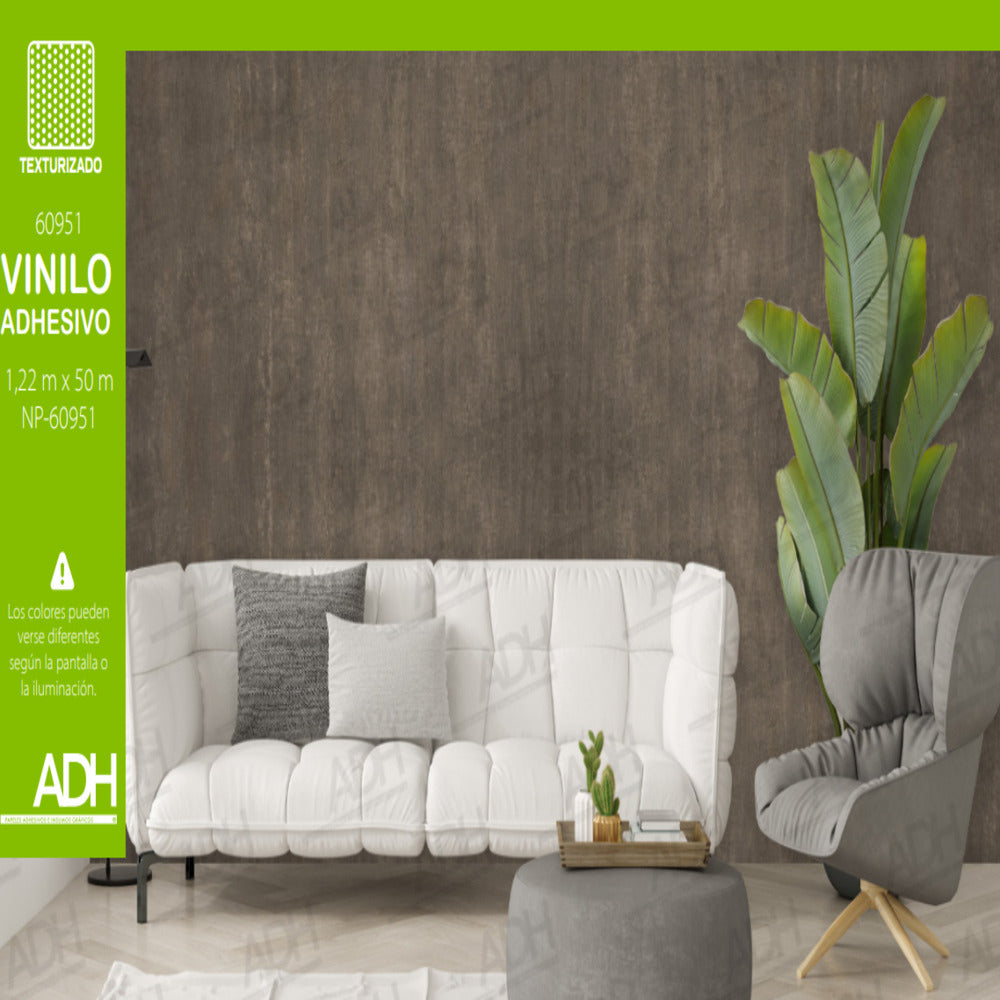 VINILO FONDO TIPO TELA CAFÉ TIPO OXIDO MATE NP-60951 DE 1.22 MTS