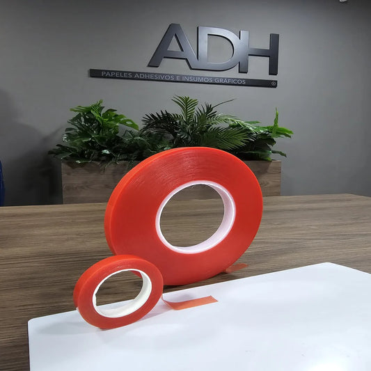 CINTA DOBLE ADHESIVA POLIÉSTER ROJA ADH 12 MM × 5 M