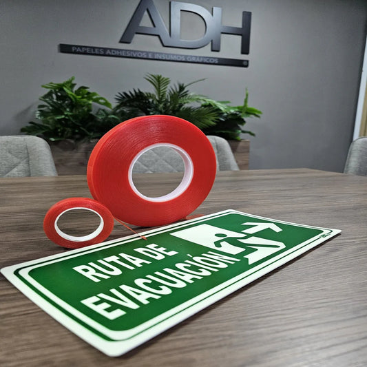 CINTA DOBLE ADHESIVA POLIÉSTER ROJA ADH 12 MM × 5 M
