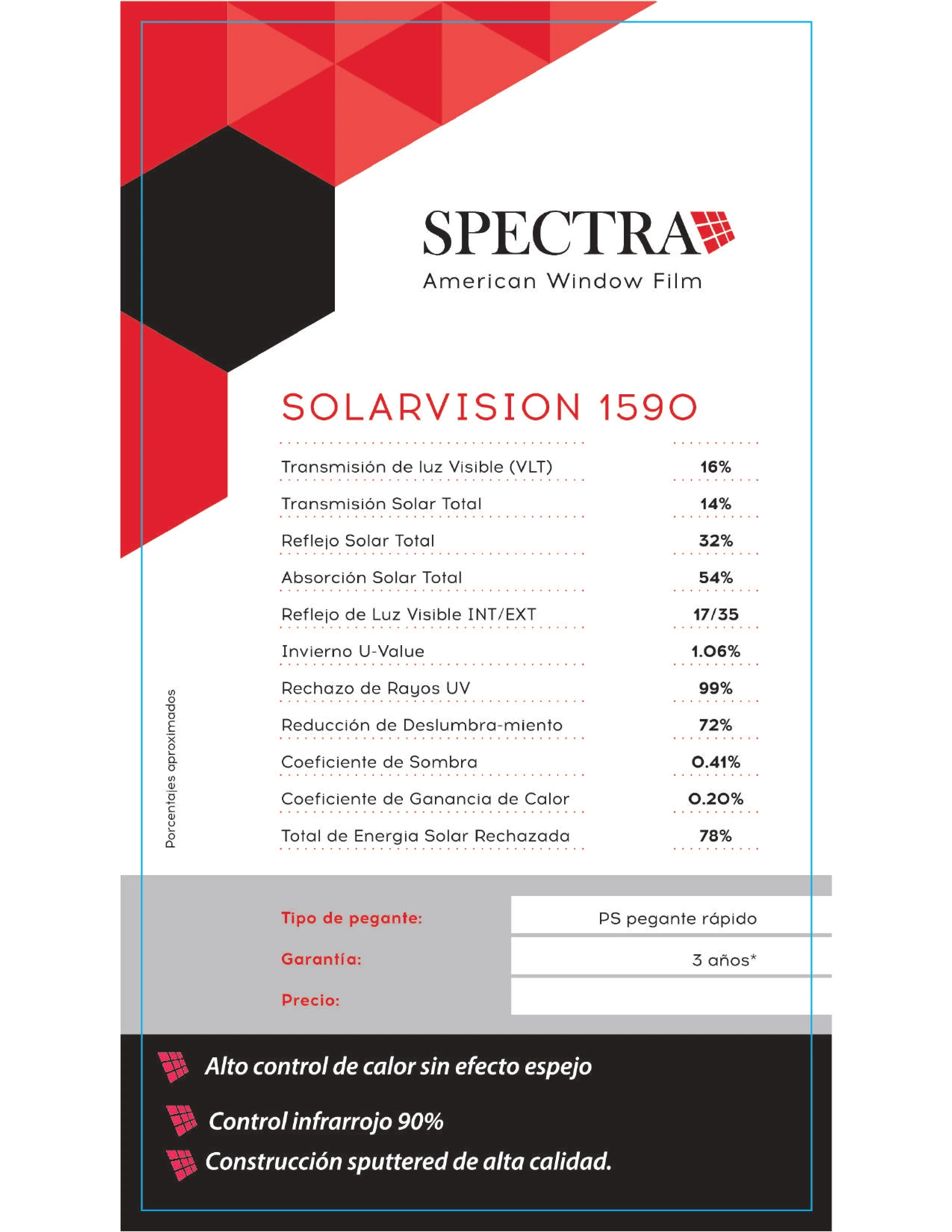 PELÍCULA CONTROL SOLAR ARQUITECTÓNICA SPECTRA SOLARVISIÓN