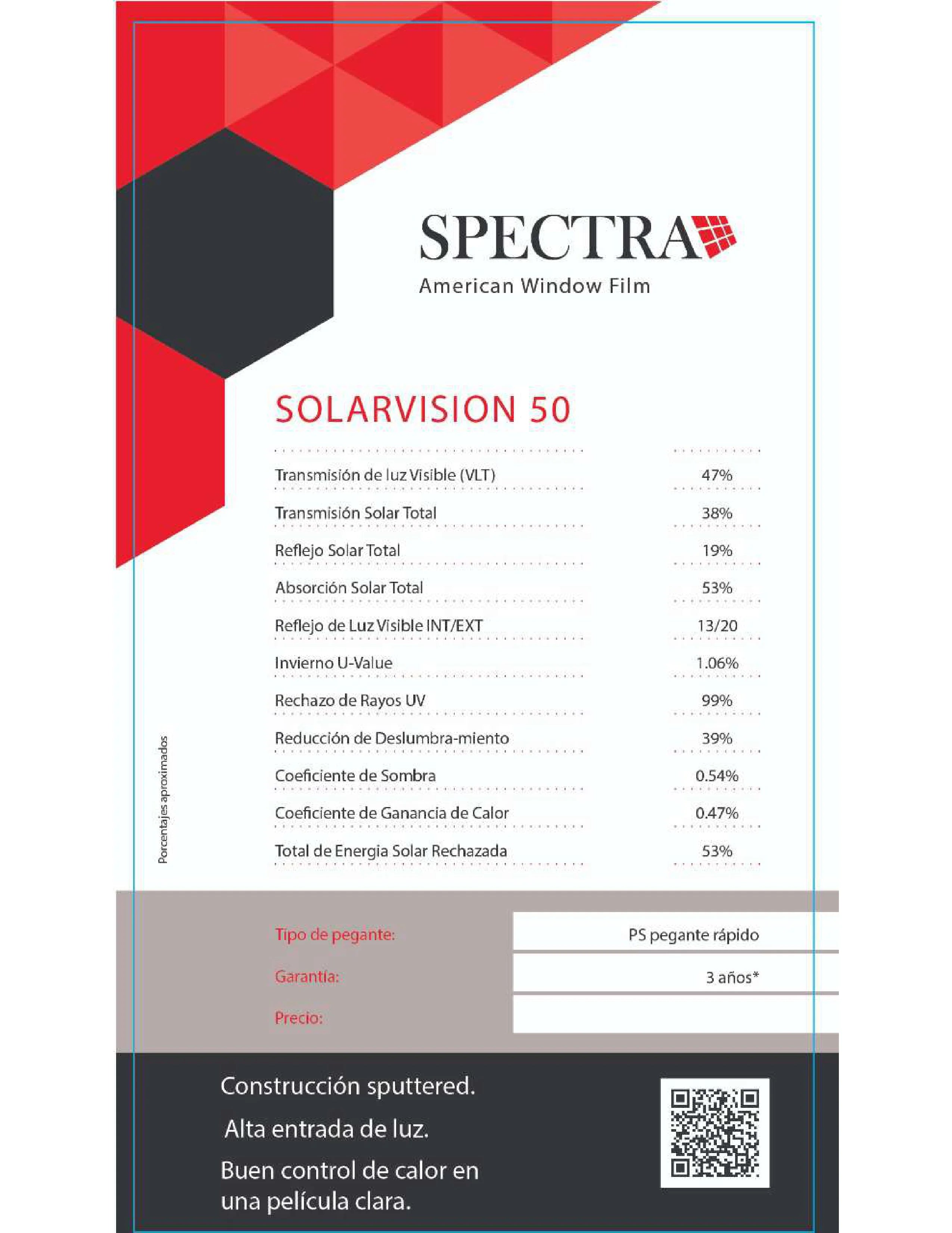 PELÍCULA CONTROL SOLAR ARQUITECTÓNICA SPECTRA SOLARVISIÓN