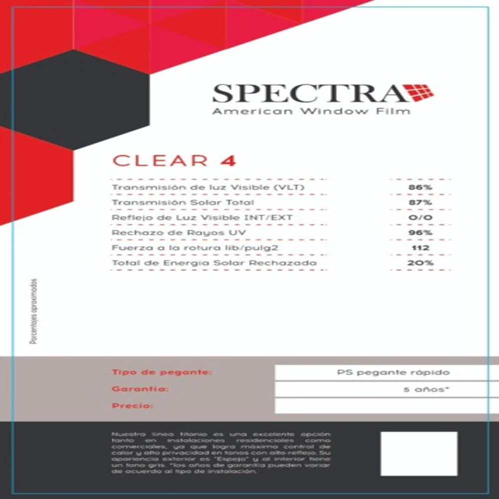 PELÍCULA DE SEGURIDAD SPECTRA CLEAR 4