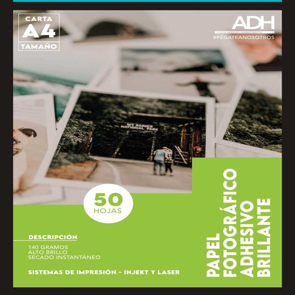 FOTOGRAFICO BRILLANTE DE 135GR ADHESIVO A4 X 50 HOJAS