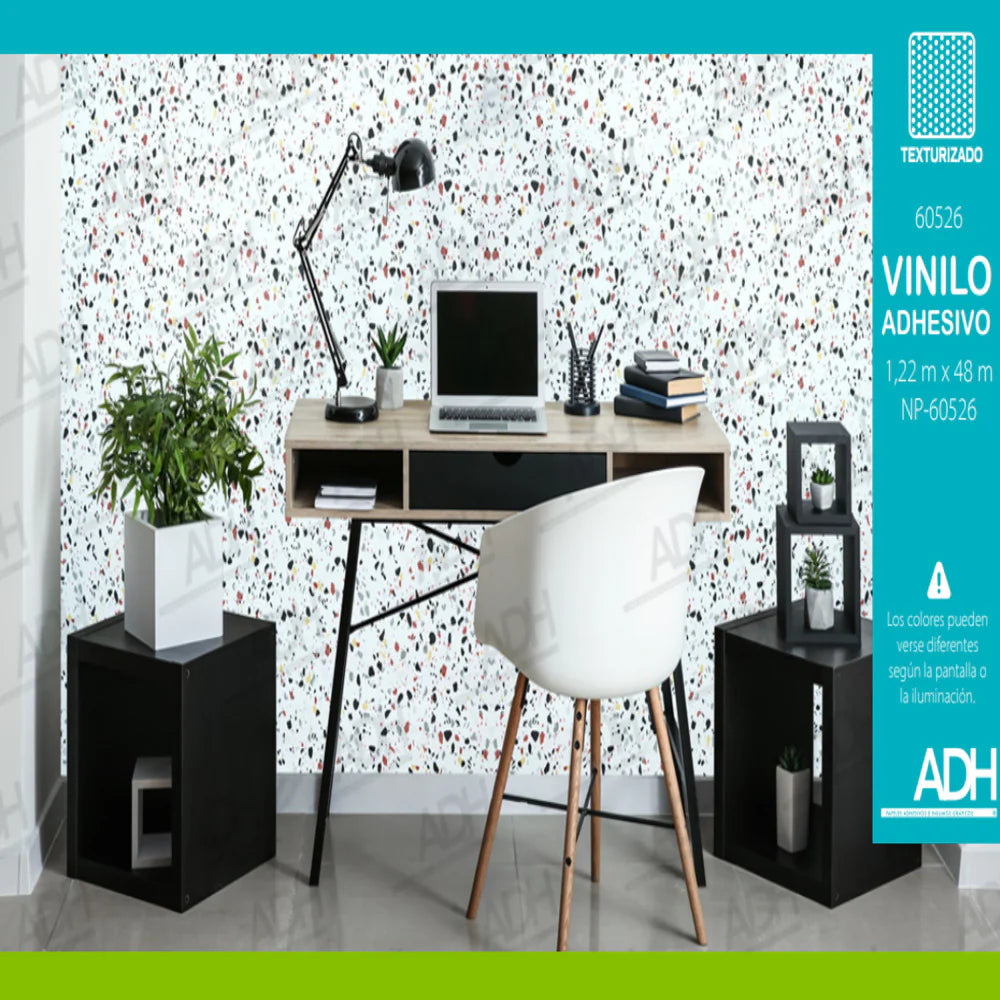 VINILO DECORATIVO BALDOSA PUNTOS NEGROS Y ROJOS NOVO NP-60526