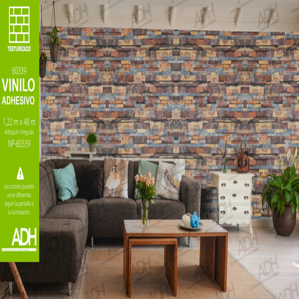 VINILO DECORATIVO LADRILLO ADOQUÍN CAFÉ ÓXIDO NOVO NP-60339