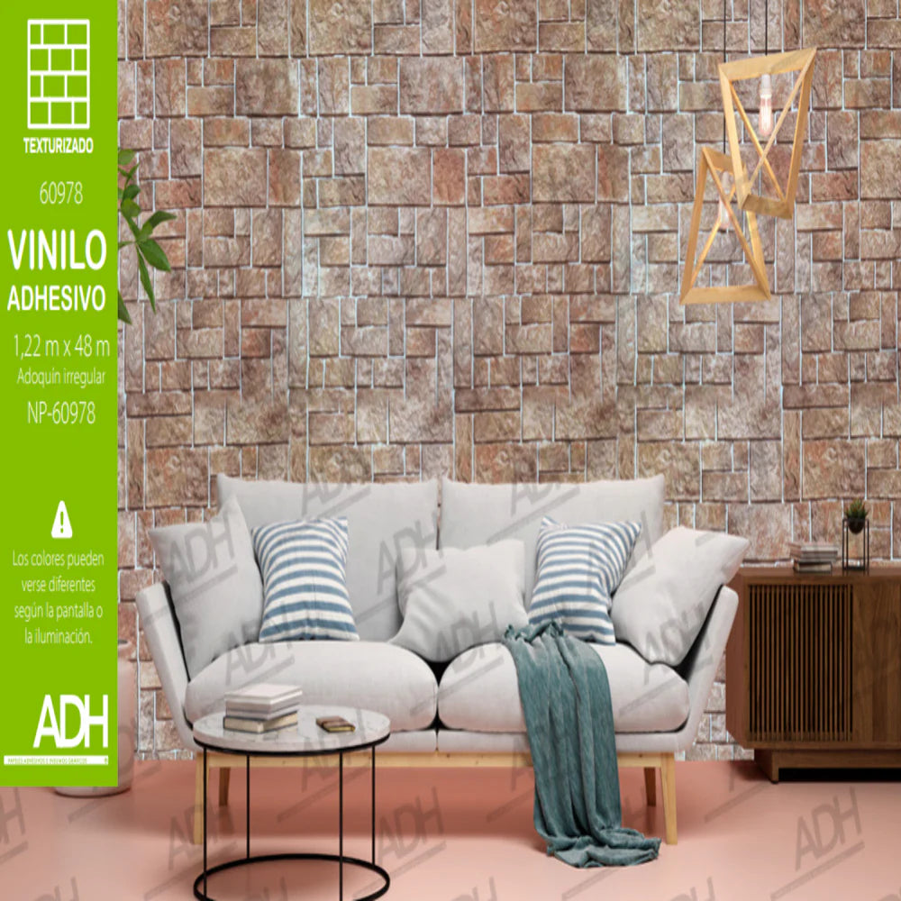 VINILO DECORATIVO LADRILLO CAFÉ OSCURO NOVO NP-60978
