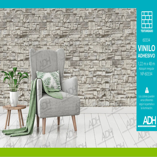 VINILO DECORATIVO LADRILLO ESCARPADO BEIGE TEXTURIZADO NOVO NP-60334