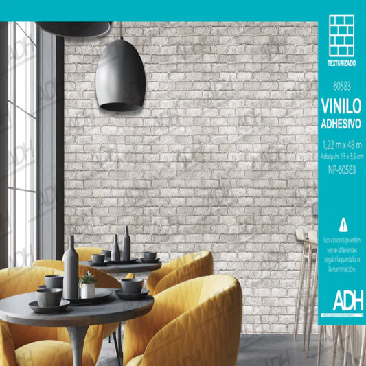 VINILO DECORATIVO LADRILLO MEDIANO WHITE NOVO NP-60583