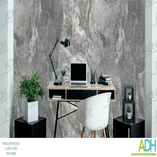 VINILO DECORATIVO MÁRMOL GRIS MATE GRUESO NOVO NP-61088