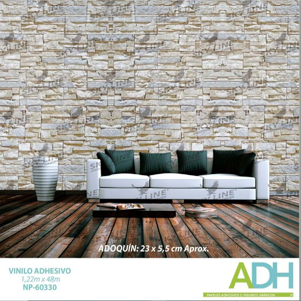 VINILO DECORATIVO TEXTURIZADO TIPO LADRILLO, MADERA Y MÁRMOL NOVO NP-60330 / NP-60334