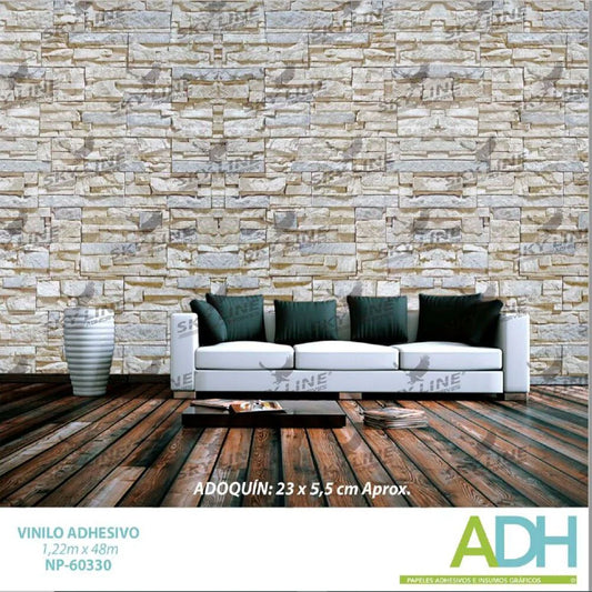 VINILO DECORATIVO TEXTURIZADO TIPO LADRILLO, MADERA Y MÁRMOL NOVO NP-60330 / NP-60334
