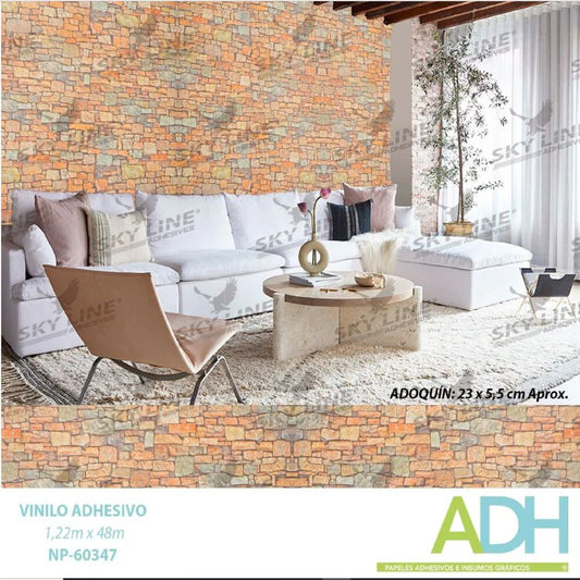 VINILO DECORATIVO TEXTURIZADO TIPO LADRILLO, MADERA Y MÁRMOL NOVO NP-60348 / NP-60347