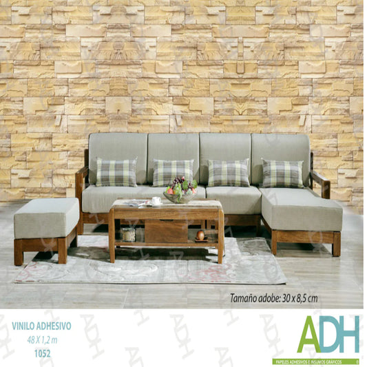 VINILO DECORATIVO TEXTURIZADO TIPO LADRILLO, MADERA Y MÁRMOL NOVO 1052