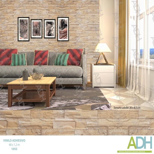 VINILO DECORATIVO TEXTURIZADO TIPO LADRILLO, MADERA Y MÁRMOL NOVO 1053