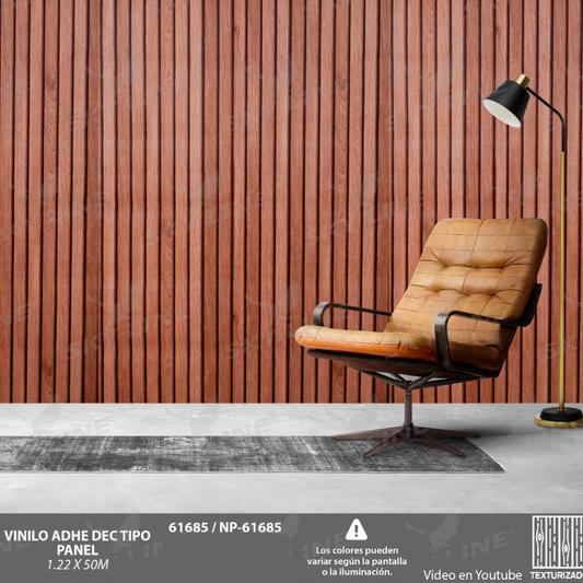 VINILO DECORATIVO MADERA TIPO PANEL CAFÉ LÍNEAS NEGRAS NOVO NP-61685