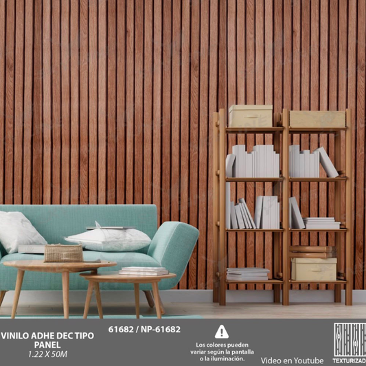 VINILO DECORATIVO MADERA TIPO PANEL CAFÉ MEDIO NOVO NP-61682