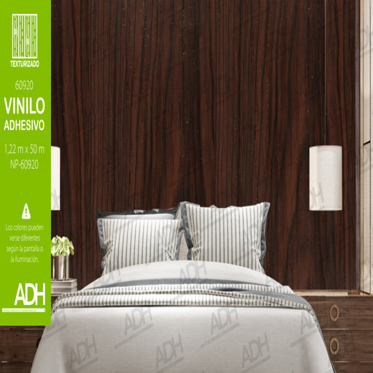 VINILO FONDO MADERA CAFE OSCURA NP-60920 DE 1.22MTS