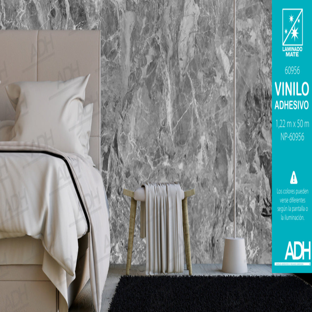 VINILO FONDO MARMOL GRIS MATE NP-60956 DE 1.22MTS