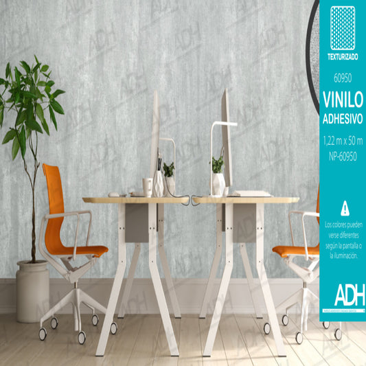 VINILO FONDO TIPO TELA GRIS MATE NP-60950 DE 1.22 MTS