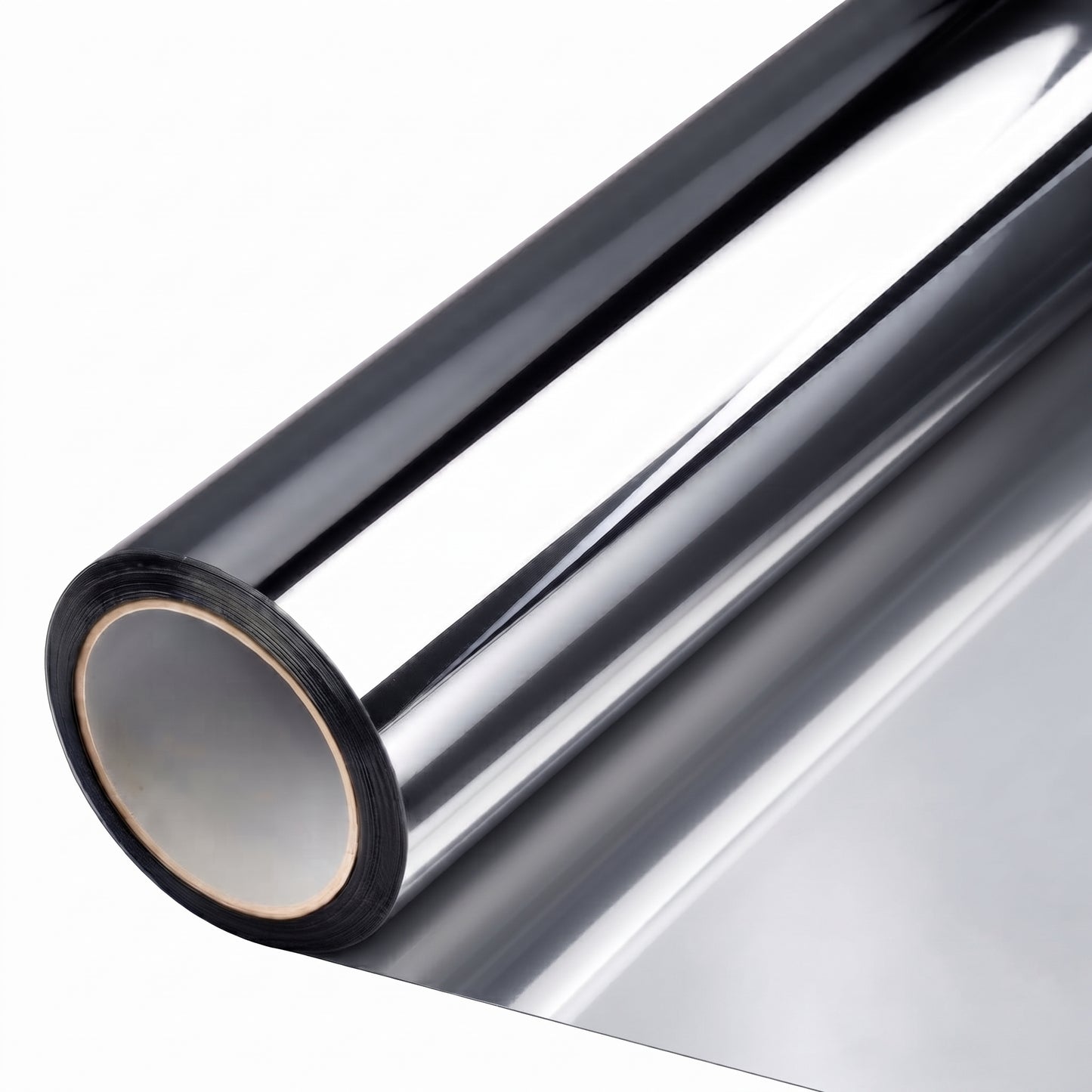 Rollo de película de control solar StarkPro metalizada Silver al 15%, con lámina plateada desenrollada