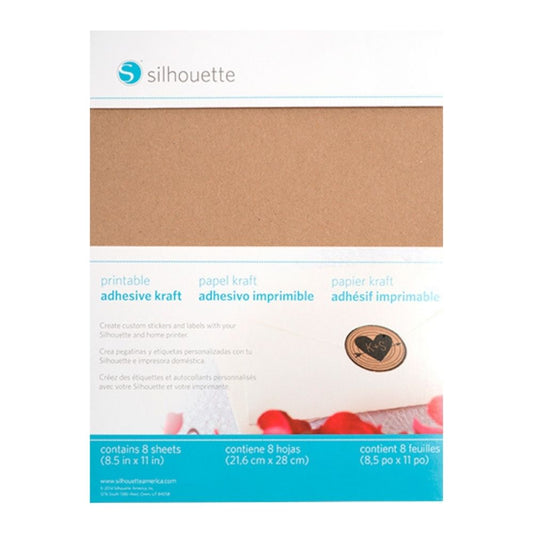 PAPEL KRAFT ADHESIVO SILHOUTTE CARTA X 8 HOJAS