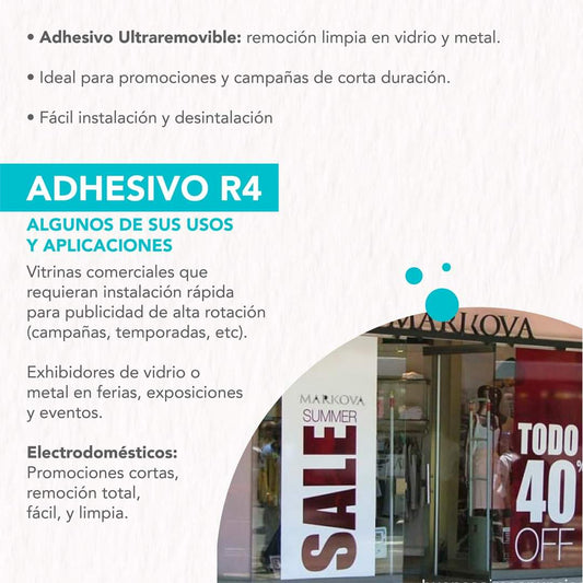 Vinilo Blanco ARclad Ultraremovible R4 de 1.52MT (Similar estático)